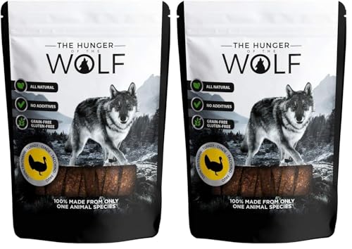The Hunger of the Wolf Hundesnack für Hunde Aller Rassen, 100% Putenfleisch - 0.2 kg (Packung mit 2)