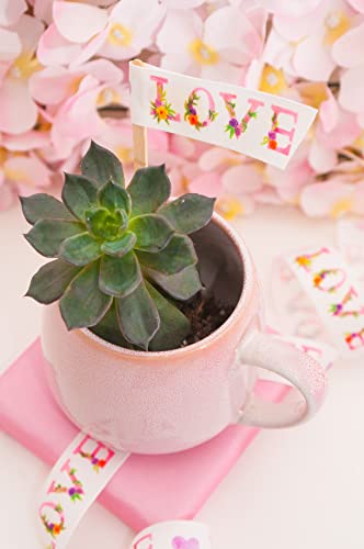 Berisfords Taffeta Patterned Ribbon ‘Love’ Multicolour on Black 25mm Wide 25m Reel, Black/Multi, 25mm x 25m - Image 4