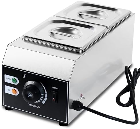 110V chocolate tempering machine,Cheese melting machine,9 Lbs 2 Tanks Chocolate Melting Pot with Temp Control,Stainless Steel,1000W Electric Commercial chocolate/Sauce Warmer pot. - 5