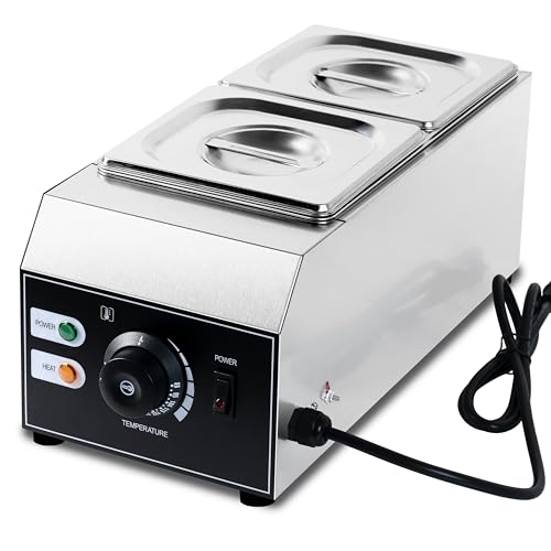 110V chocolate tempering machine,Cheese melting machine,9 Lbs 2 Tanks Chocolate Melting Pot with Temp Control,Stainless Steel,1000W Electric Commercial chocolate/Sauce Warmer pot.