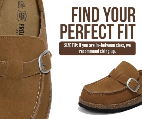 Image of Project Cloud 100% Genuine Leather Moccasin Style Clogs for Women - Memory Foam and Water Resistant Mules Slip On Non-Slip and Durable Clogs Casual Shoes for Women Footwear (Carline)