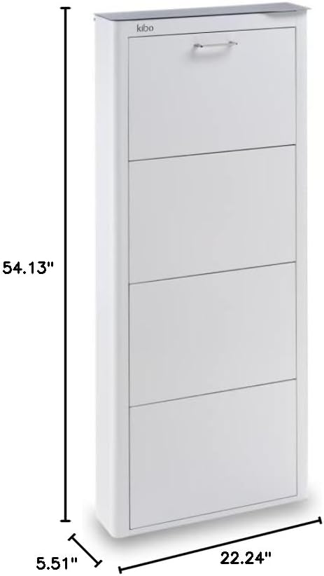 DON HIERRO - 12 Pair Shoe Storage Cabinet, Shoe Organizer, 4 Tilt-Out Compartments - White - KIBO