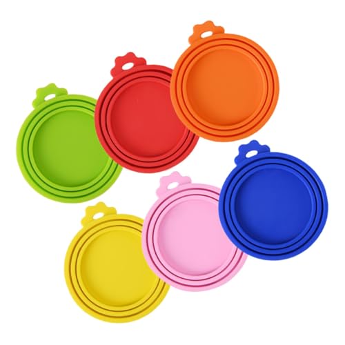 Cabilock 6pcs Food Can Lids Colorful Silicone Pet Food Can Covers Reusable Dog Cat Food Stoppers for Standard Size Dog Cat Food Canned Box