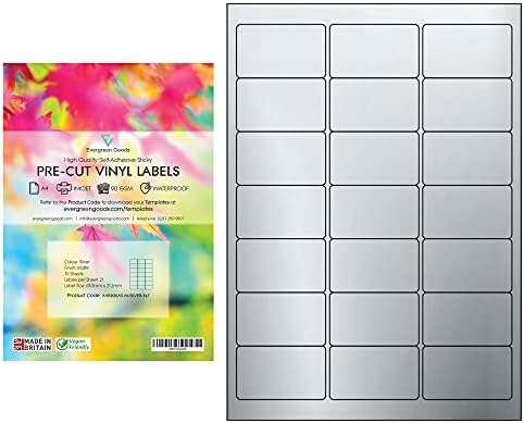 Evergreen Goods A4 Precut Multi Sticker Labels - Waterproof Matte Silver | 2x7 (14 per Sheet): 140 Labels in Total, 10 Sheets | Inkjet & Laser Printable | Sticky-Back Self Adhesive Multi-Purpose