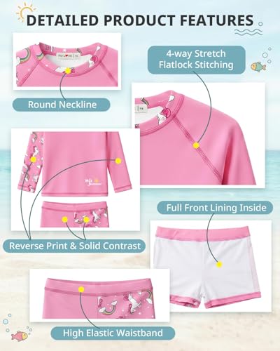 Image of weVSwe Girls Rash Guard Set 2-Piece UPF 50+ Sun Protection Swimsuit 2T-14 Years