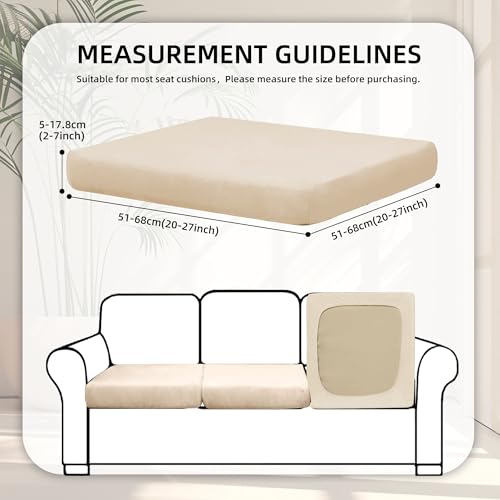 Image of BIETYONE 8Pcs Stretch Velvet Patio Cushion Cover,Fluffy,for Fall Outdoor Couch Cushion Cover Replacement,Washable Indoor Outdoor Cushion Slipcovers(Beige,Cover Only)