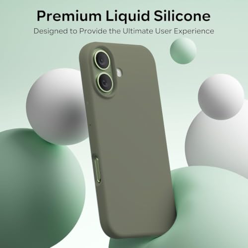 Image of DIZORO Compatible with iPhone 17 Case 6.3, Slim Liquid Silicone 3 Layers Full Covered Soft Gel Rubber Phone Cases Protective Back Cover 6.3 Inch - Olive