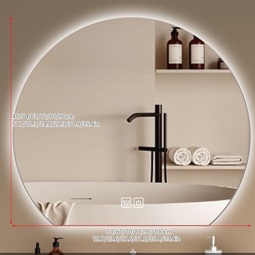 Miroir mural moderne en demi-cercle LED 3 couleurs à intensité variable pour vasque - 6
