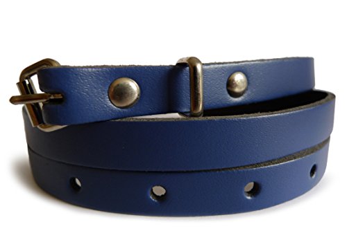 LissKiss Plain Steel Blue Real Leather Women Belt - Blue Belt3