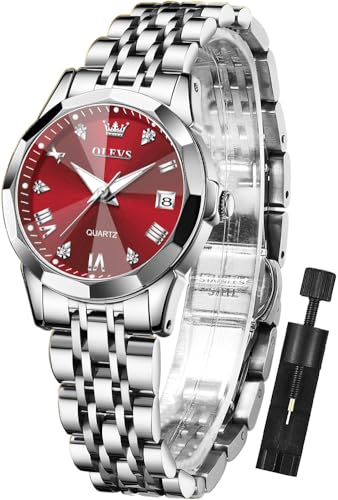Image of OLEVS Womens Watch Fashion Dress Diamond Female Watches for Ladies Analog Stainless Steel Waterproof Luminous Day Date Two Tone Wristwatch