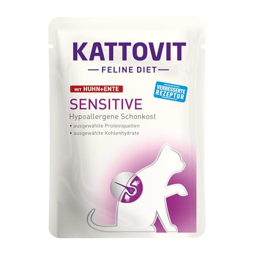 Kattovit Sensitive Frischebeutel | Bundle Huhn+Pute & Huhn+Ente | 2 Sorten 8x85g | Sparbundle