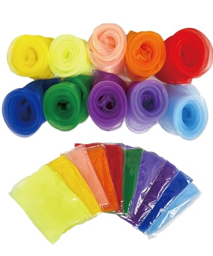 ひらひらリトミック シフォンスカーフ 60cm 10色セット ダンス オーガンジー 子供 カラフル（10色セット）のサムネイル