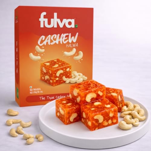 Image of Fulva Cashew Halwa 200g, Authentic Kozhikoden Halwas, Traditional Kerala Sweet, Soft Chewy Indian Dessert Kerala Halwa, Kozhikode Halwas, Festival Sweet Gift Pack, Indian Mithai)