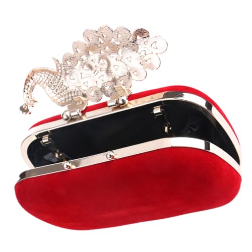 Pochette de soirée femme rouge en velours pour sac de mariage - 7