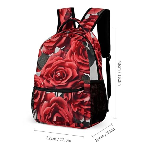 Red Rose Flower Cluster Backpack for Men Women, Durable Small Backpack Casual Lightweight Daypack for Travel Bag2