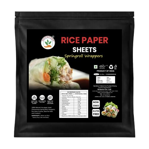 Rice Paper Sheets 200g | Gluten-Free Spring Roll Wrappers, 22cm | For Fresh Rolls, Fried Wraps, Dumplings & Vietnamese Dishes