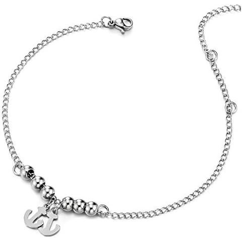 COOLSTEELANDBEYOND Tobillera con Perla Cadena y Ancla Charms Cover