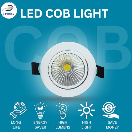 Image of D'Mak Moveble LED COB Light | Recessed LED Ceiling Light for Indoor Lighting | Natural White Color | Aluminium Body (2, 7 Watt)