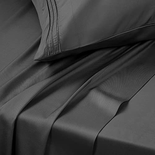 Image of SONORO KATE Bed Sheet Set Super Soft Microfiber 1800 Series Luxury Egyptian Sheets 18-Inch Deep Pocket Wrinkle and Hypoallergenic-4 Piece(Queen Black)