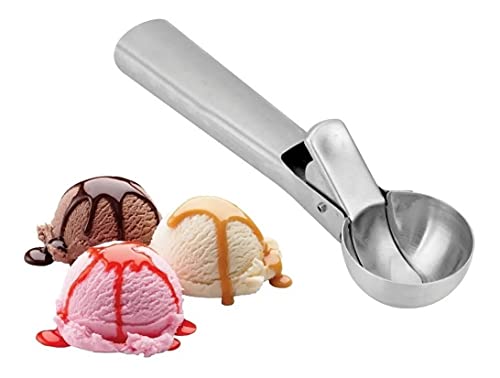 Colher De Sorvete Inox Com Ejetor de Bola Concha Profissional Sobremesa