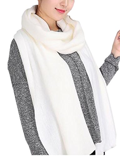Wander Agio Women's Warm Long Shawl Winter Scarfs Large Scarf Pure Color White #TOP9
