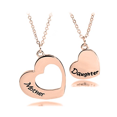 KUIYAI Mother Daughter Necklace Set of 2 Matching Heart Mom and Me Jewelry (Necklace RG Set)