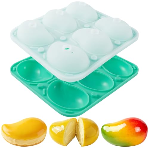 3D Mango Mold for Mousse 1Pack 6Cavities Fruit Pastry Mango Silicone Mold for Mousse Cake Ice Cream Pudding Jelly Ice