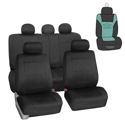FH Group Automotive Car Seat Covers Neoprene Waterproof Full Set Front and Rear Split Function with Gift, Easy to Install – Universal Fit for Cars Trucks and SUVs (Black)