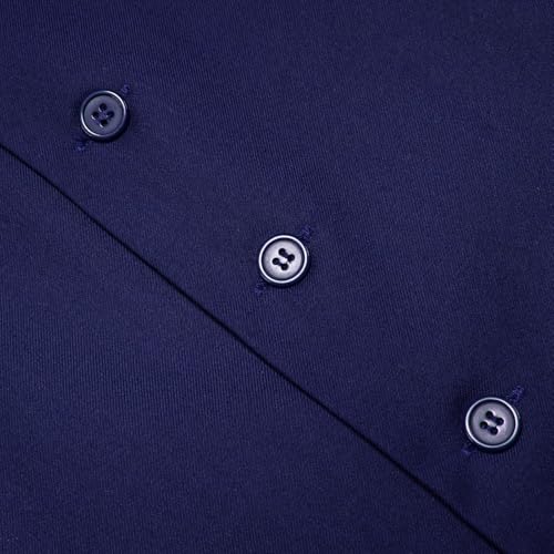 Image of Hi-Tie Men's Formal Suit Vest Solid Fit Vest for Men 3 Pockets V Neck Waistcoat Business Wedding Casual