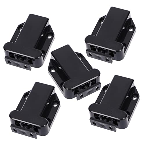 Lurrose 5 Piezas Gorila de la puerta del gabinete pestillo llave capturas abierto Gabinetes Lock de gabinete seguro cierres de empuje para armarios Hardware del gabinete plastico abs Negro