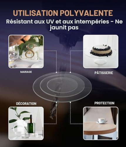 EH Design Plaque en verre acrylique ronde - Diamètre : 40 cm - Épaisseur – vue 3