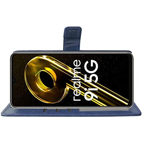 Image of Flip Cover Back Case for Realme 9i 5G | Premium Leather Finish | Inbuilt Pockets & Stand | Flip Cover Back Case for Realme 9i 5G (Blue)
