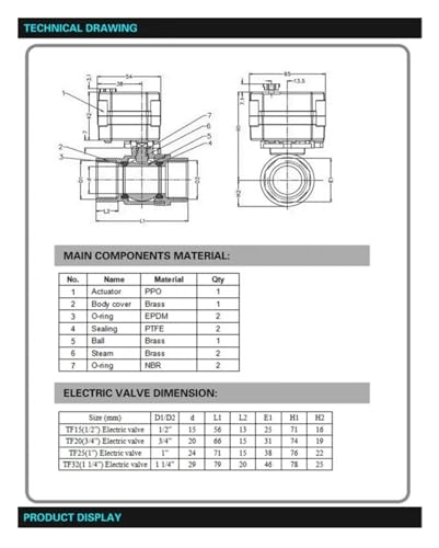 Válvula eléctrica de engranajes metálicos, latón de 2 vías, 3/8'' CA/CC 9V-24V CR502 6