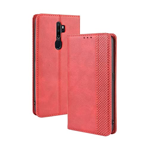 Cover Portafoglio In Pelle PU Per Oppo A9 2020 / A5 2020 - Con Kickstand, Slot Per Carte E Chiusura Magnetica, Rossa - 2
