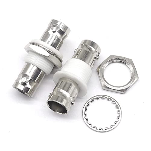 Conector BNC hembra a hembra recto de cobre con tuerca y junta pasamuros 4