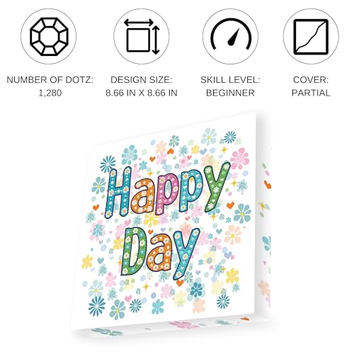 Image of DIAMOND DOTZ Happy Day Diamond Painting Kits for Adults - Diamond Art Kits a Relaxing Creative Craft Kit with Dotz Gems 8.7x8.7