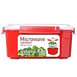 Sistema Microwave Food Steamer with Removable Steamer Basket | Large 3.2 L | Red/Clear