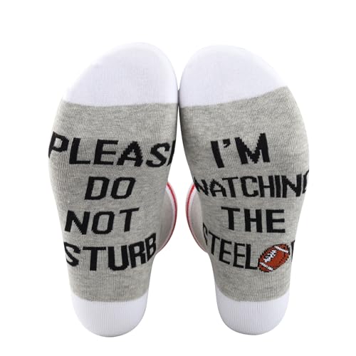 TSOTMO 2 Pairs Novelty Football Socks Please Do Not Disturb I’m Watching The S Socks Gift For Men (STEELERS socks)