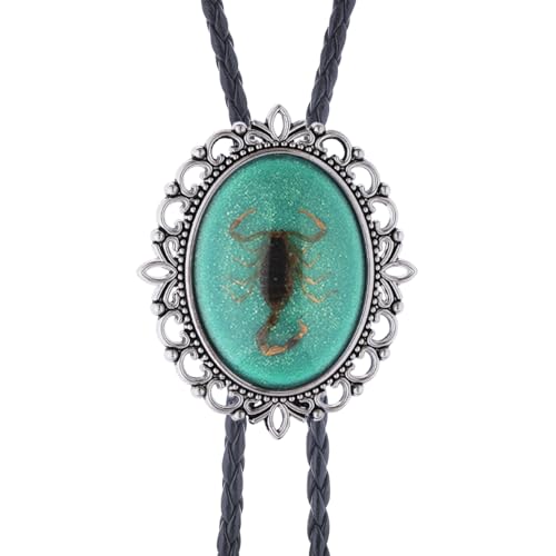 Image of Jeilwiy Bolo Tie for Men Real Stone Westwern Cowboy Ties Silver Bolos Women Leather Necktie Gift for Birthday Christmas