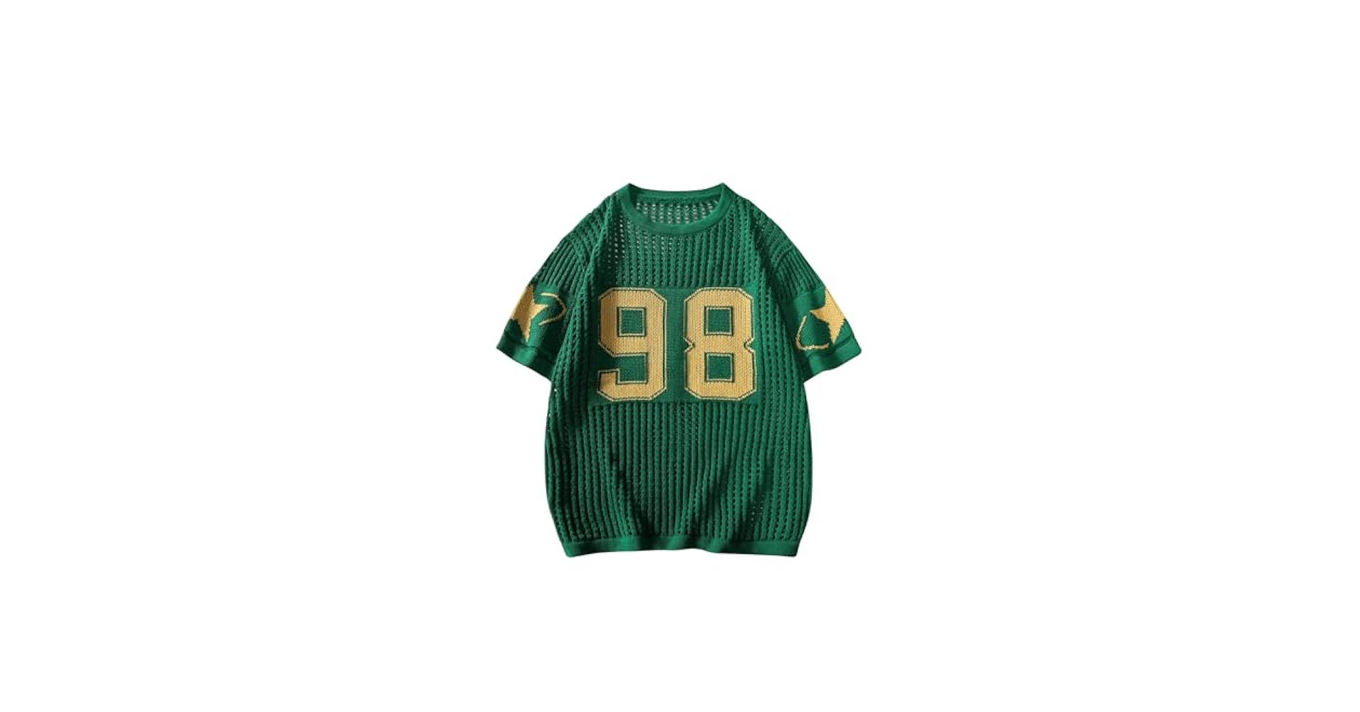VIPWOLF Men's Crochet Short Sleeve Sweater Number Graphic