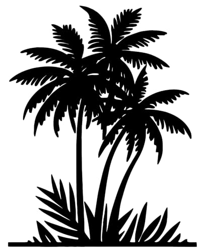 Benziso Palm Tree Metal Wall Art Tropical plants Wall Decor Beach Theme Wall Sculptures Coastal Wall...
