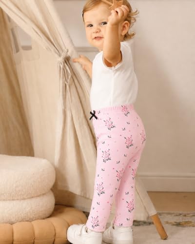 Image of Jecson Toddler Girl Leggings Baby Pants 3 Pack Stretchy Floral Clothes 1-4Y
