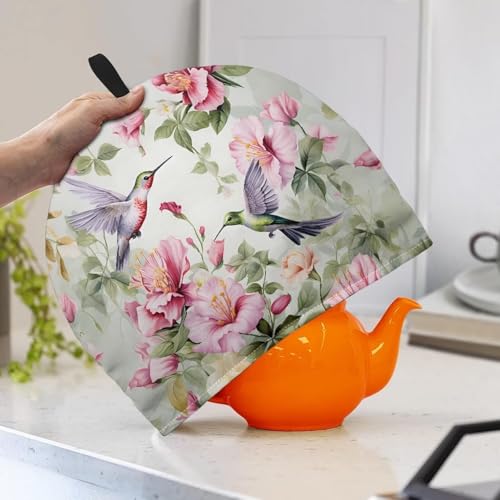 Image of Hummingbird Tea Cosy for Teapot Floral Tea Cosy for Teapot Thick Home Decorative Kettle Kitchen Dust Cover Kitchen Accessory