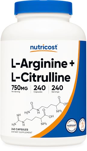 Nutricost L-Arginine L-Citrulline Complex 750mg - GMO-Free - Gluten-Free - 240 Capsules