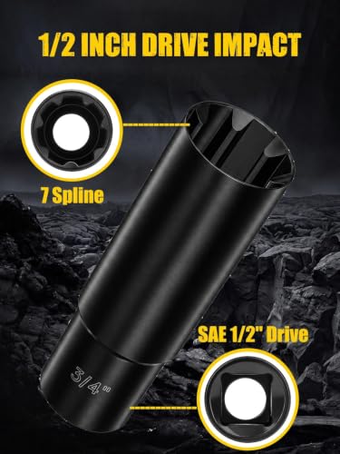 Image of MIKKUPPA 7 Point Spline Lug Nut Socket Key, 1 /2 inch Drive Impact Tools 1PC