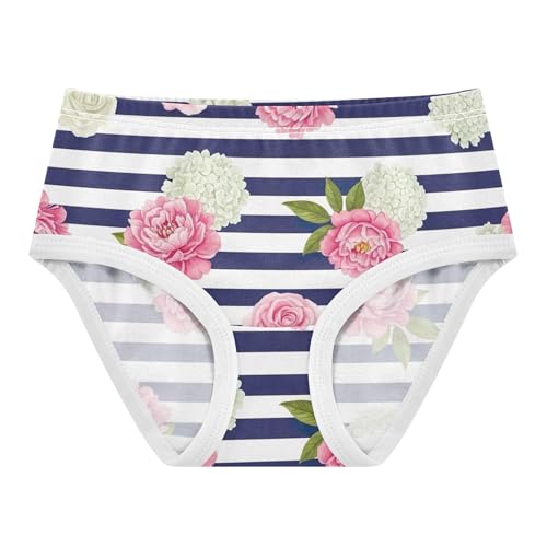 Pink Floral White Peonies Blue Cute Panties Girl Toddler Underwear Floral Cotton Fancy Briefs Undies Kids 2t