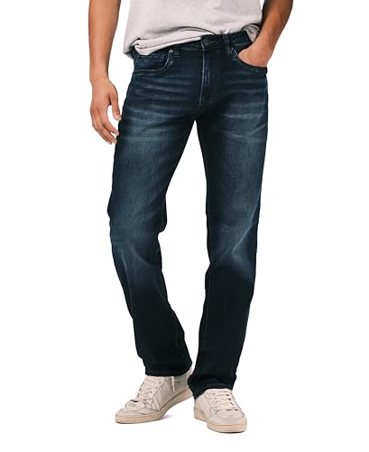 Buffalo David Bitton Men's Six Slim Straight Jean, authentic and deep indigo, 36 x 30