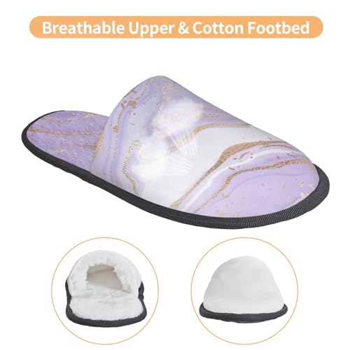 Lavender Glitter Foil Stripes Print Women Slippers Home Furry Shoes Keep Men Couples Shoes Warm For Women-4