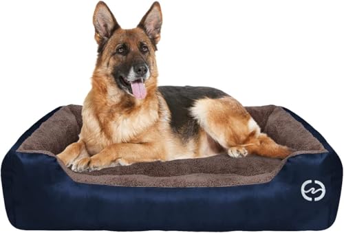Image of SITSNOOZE Premium Orthopedic Dog Bed XL for Large Dogs 20 to 30 kg Washable Reversible Cushion Sofa for Boxer, Rottweiler and Doberman Breeds (Brown and Blue, XL)