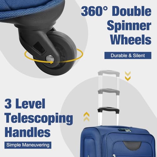 Softside Luggage Expandable 3 Piece Set: Spinner Wheel Suitcases & Duffel Bag Travel Set3